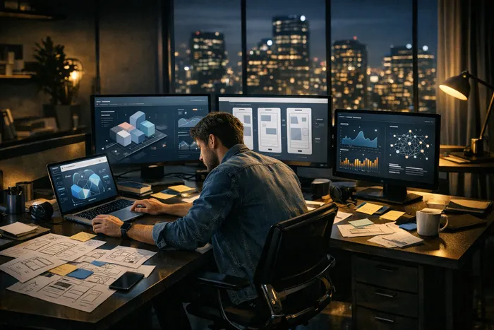 abstract black and gold visualization of startup idea validation and AI-assisted product strategy